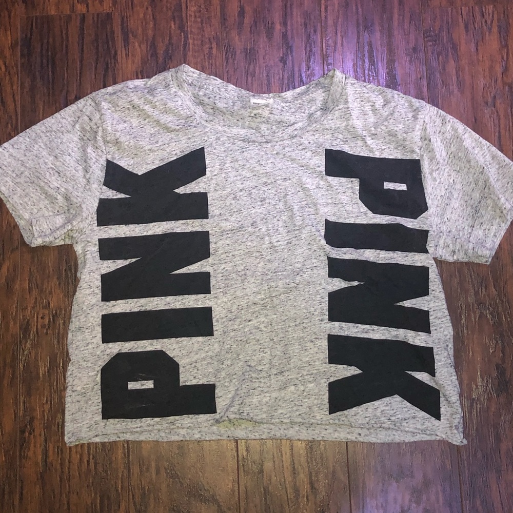 cropped gray PINK top